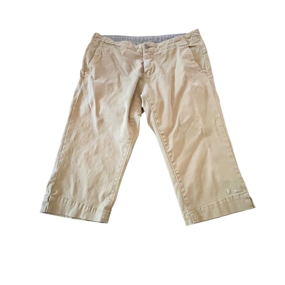 Kavu Women Khaki Tan Stretch Twill Capri Cropped Outdoor Pants Size 10